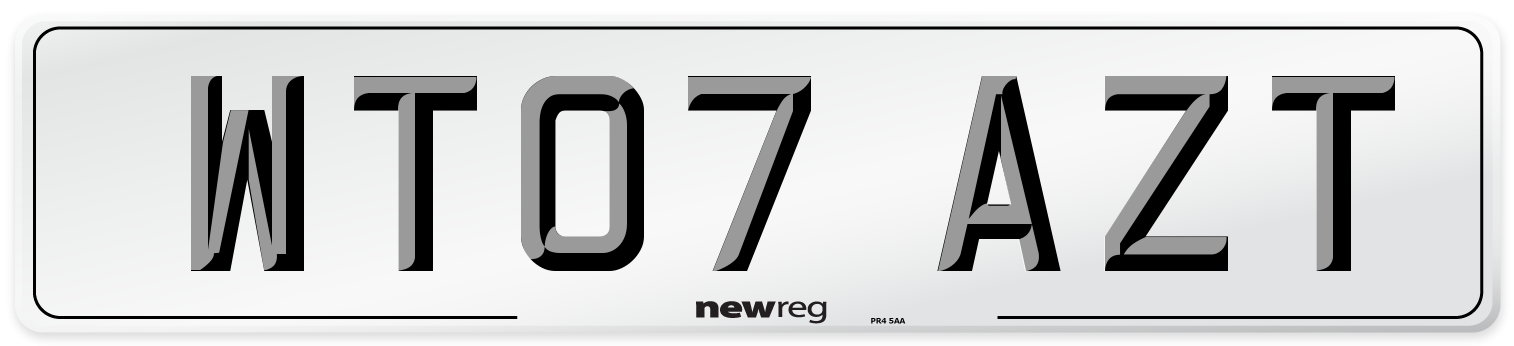 WT07 AZT Number Plate from New Reg